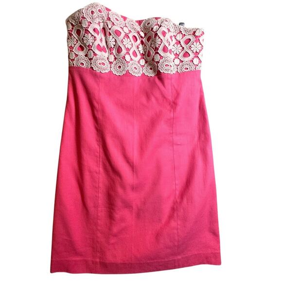 Lilly Pulitzer Bowen Dress Bodice Hotty Pink Crochet Style 78374 Womens Sz. 10 - Picture 15 of 16